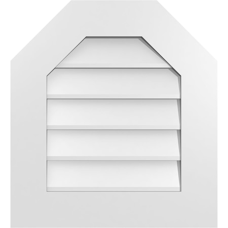 Ekena Millwork Octagonal Top Surface Mount PVC Gable Vent w/ 3-1/2"W x 1"P Standard Frame, 20"W x 22"H GVPOT20X2201SN
